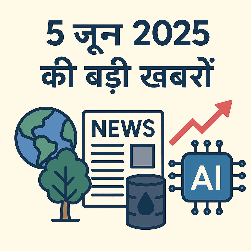 5 जून 2025 की बड़ी खबरें – पर्यावरण, अर्थव्यवस्था और तकनीक पर केंद्रित समाचार