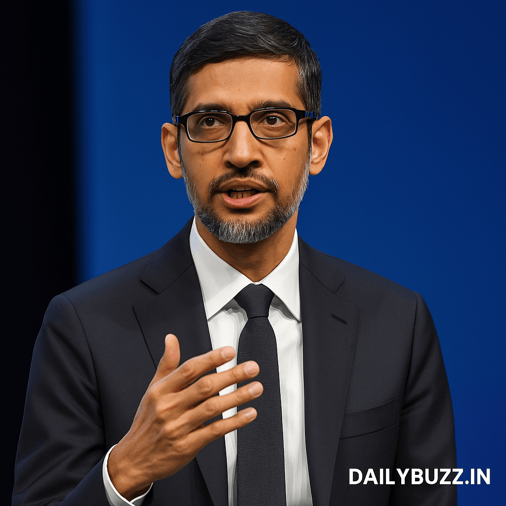 सुंदर पिचाई गूगल इवेंट में भाषण देते हुए