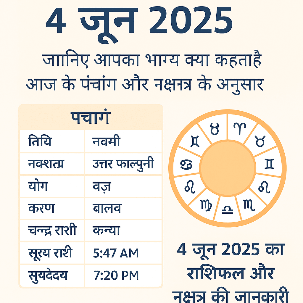 4 जून 2025 का दैनिक राशिफल और पंचांग - सभी राशियों के लिए