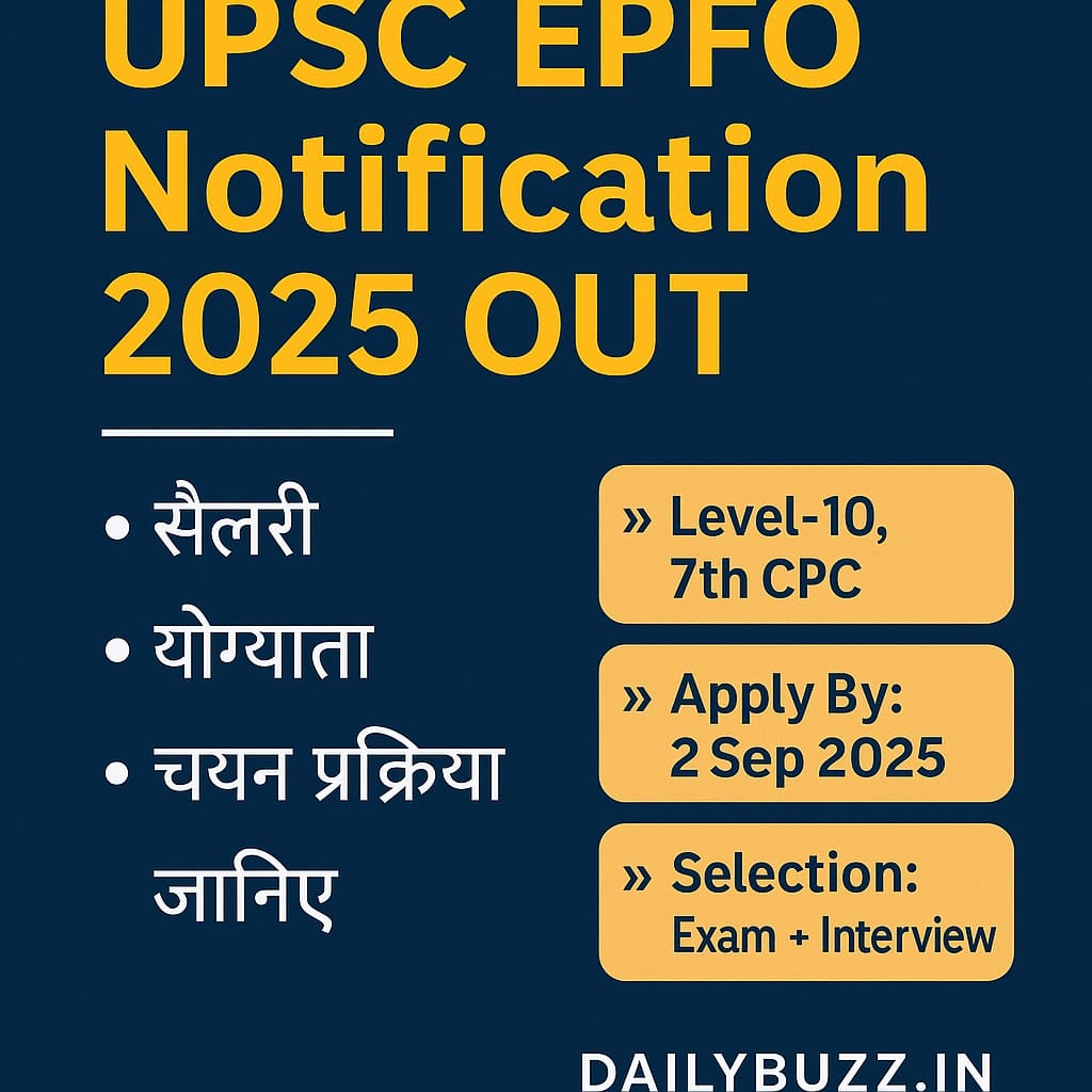 UPSC EPFO 2025 भर्ती से जुड़ी जानकारी को दर्शाती ग्राफिक
