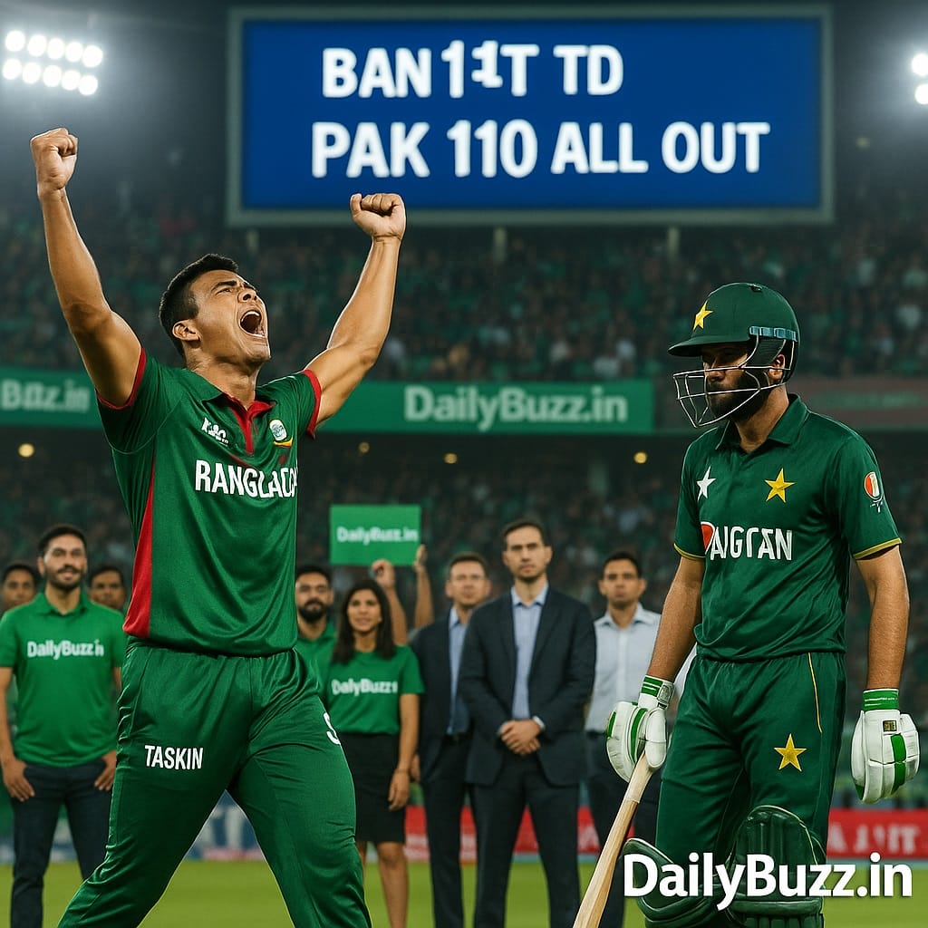 Dhaka स्टेडियम में बांग्लादेश का जश्न और पाकिस्तान का संघर्ष