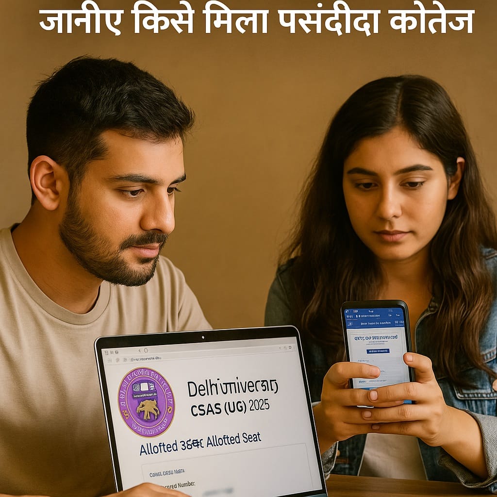 DU CSAS 2025 पहली लिस्ट चेक करते छात्र