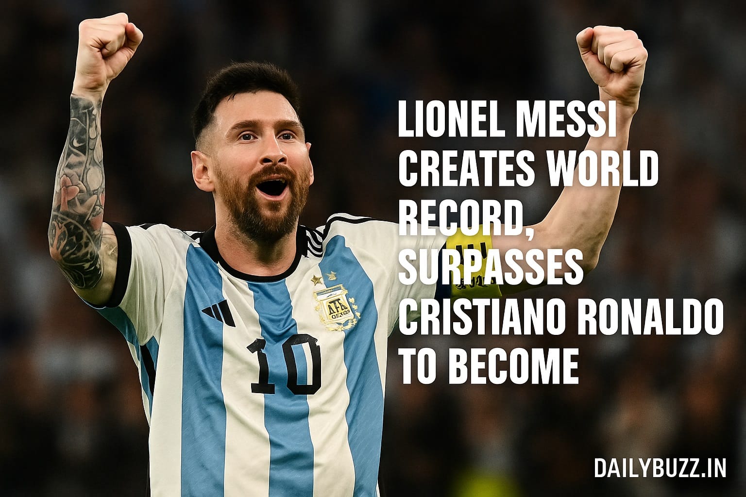 Lionel Messi celebrating after creating world record