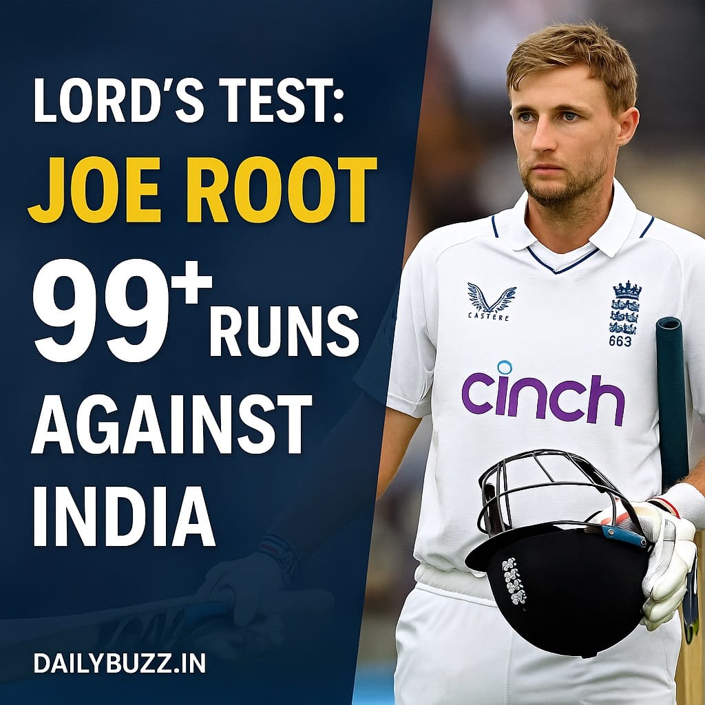 Joe Root batting at Lord’s against India, close to century