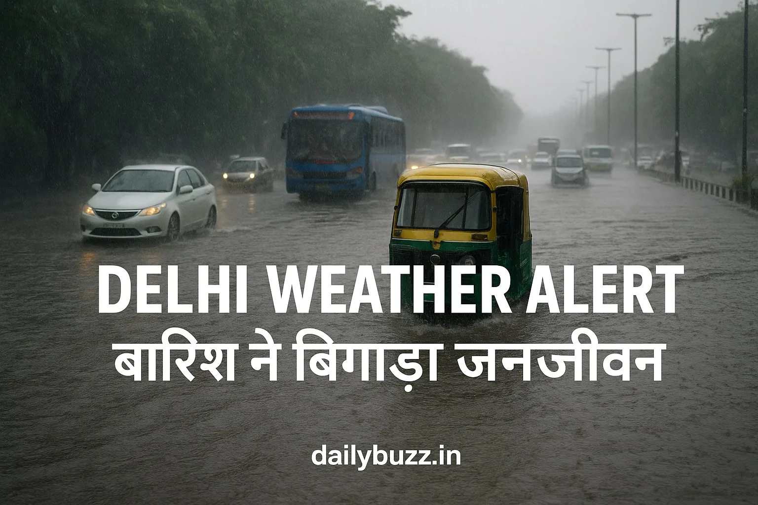 Delhi में भारी बारिश से डूबी सड़कें