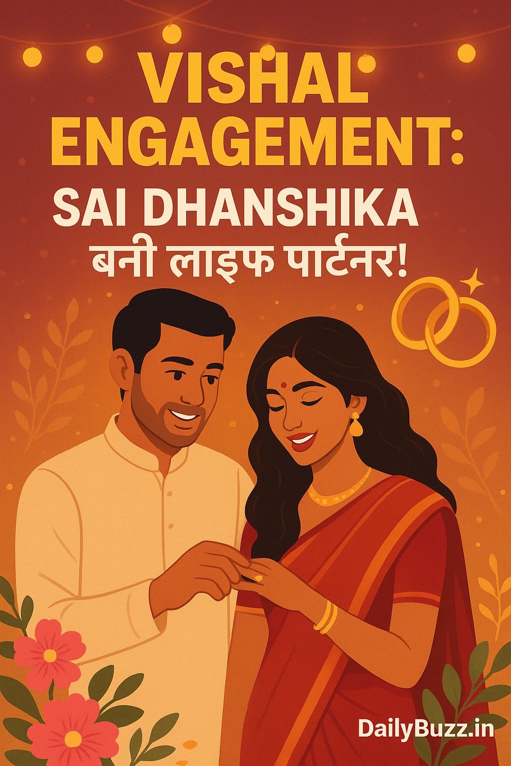 Vishal and Sai Dhanshika engagement picture