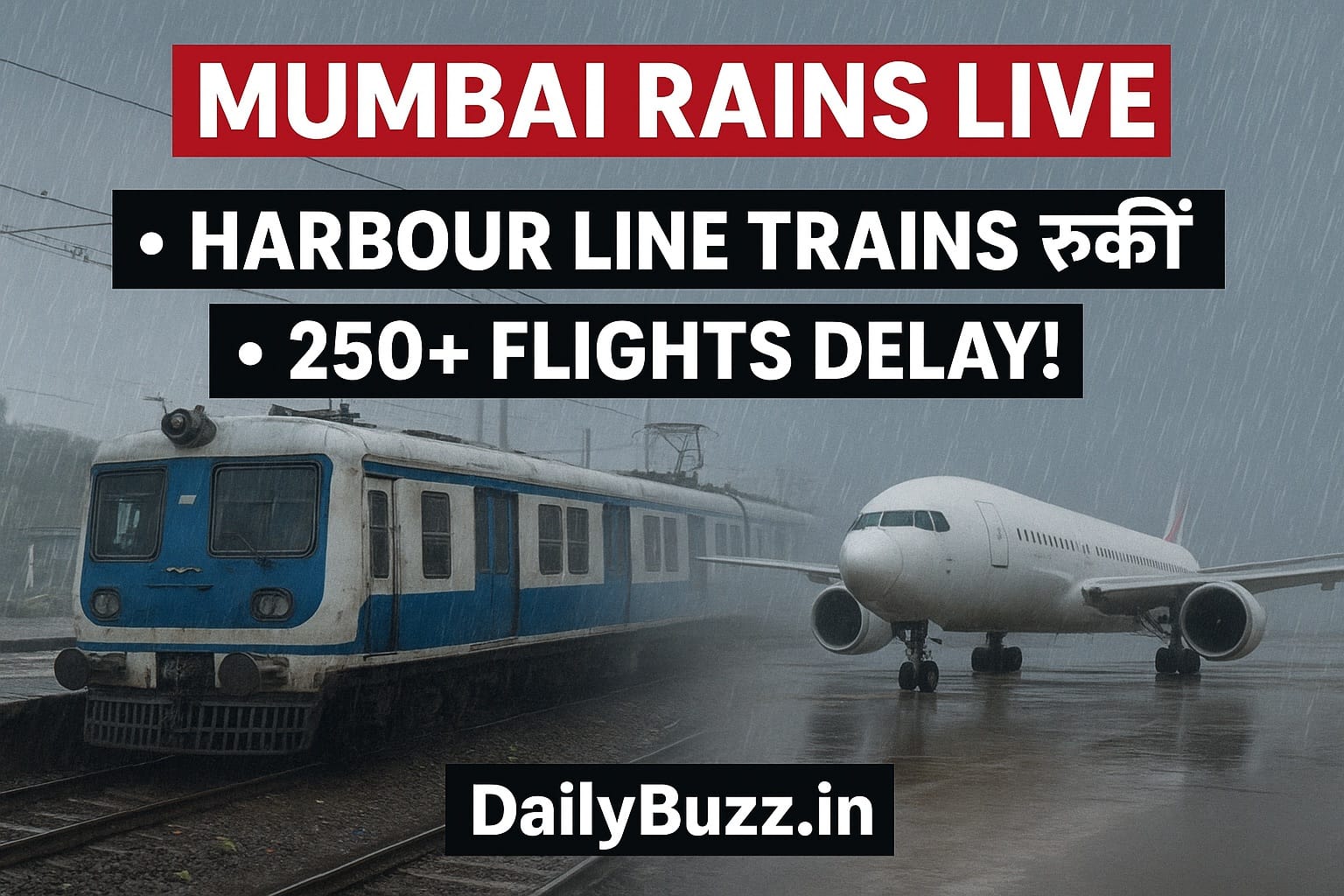 Heavy Mumbai rains disrupt harbour line train services and delay 250+ flights