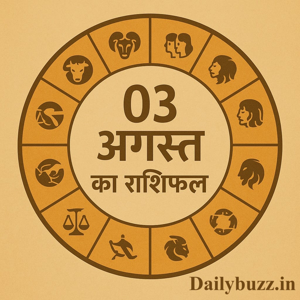 3 अगस्त 2025 राशिफल इमेज – 12 राशियों का गोल चक्र और हिंदी में शीर्षक