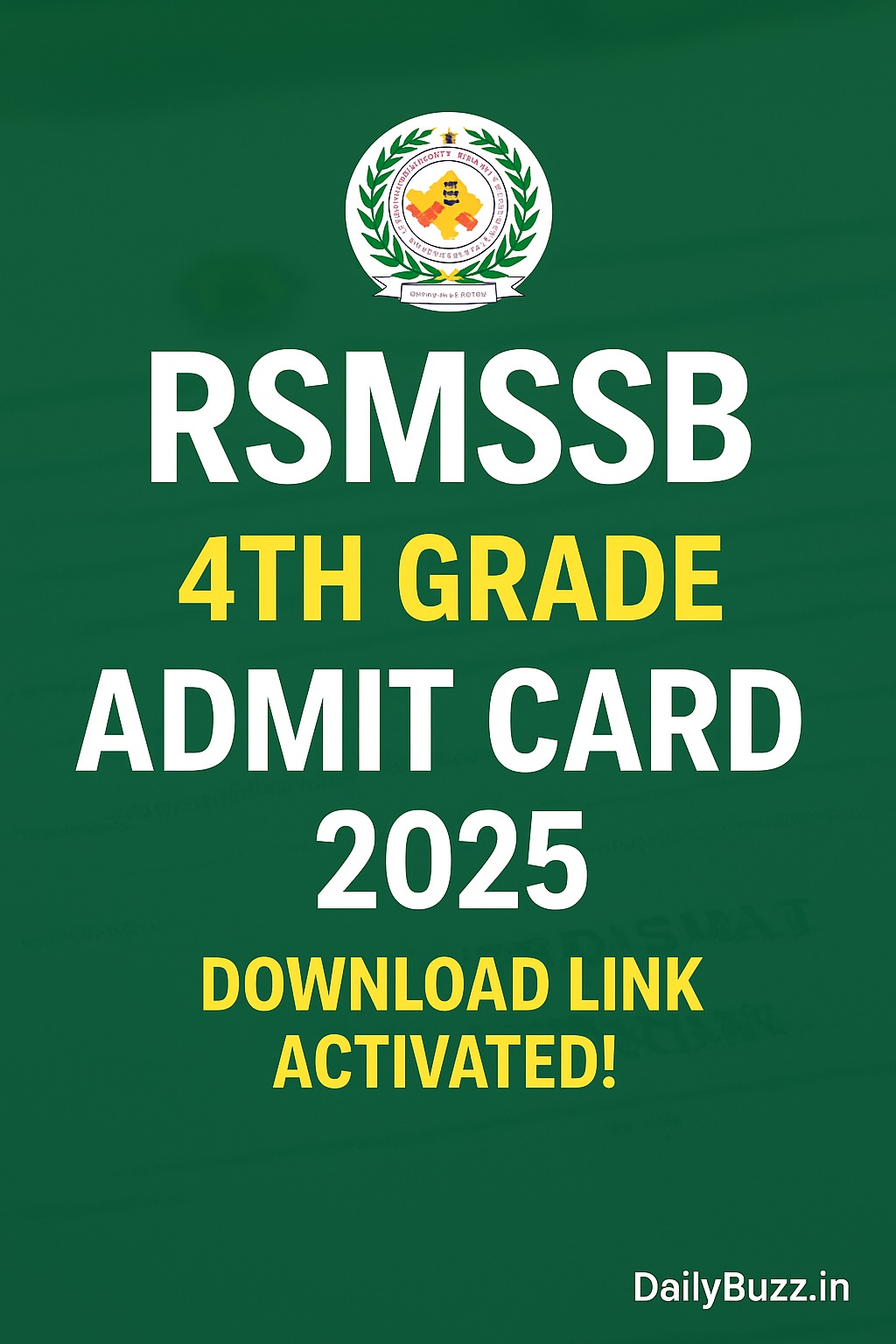 राजस्थान RSMSSB 4th Grade एडमिट कार्ड 2025