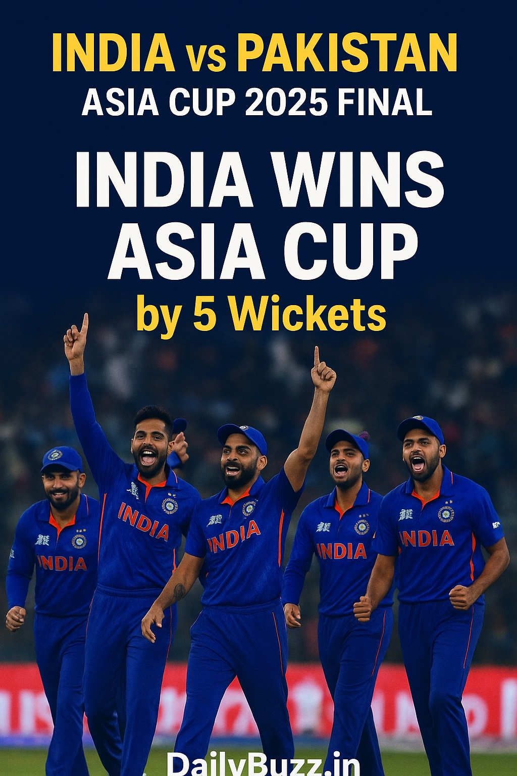 India defeats Pakistan by 5 wickets to lift Asia Cup 2025 trophy