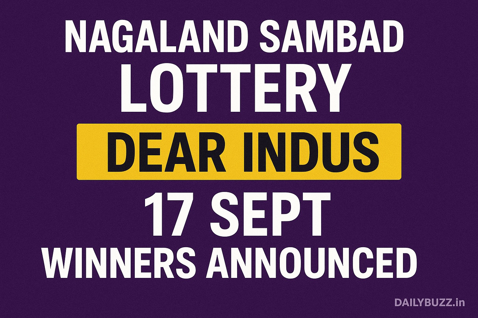 Nagaland Dear Indus Lottery 17 September 1 PM Result