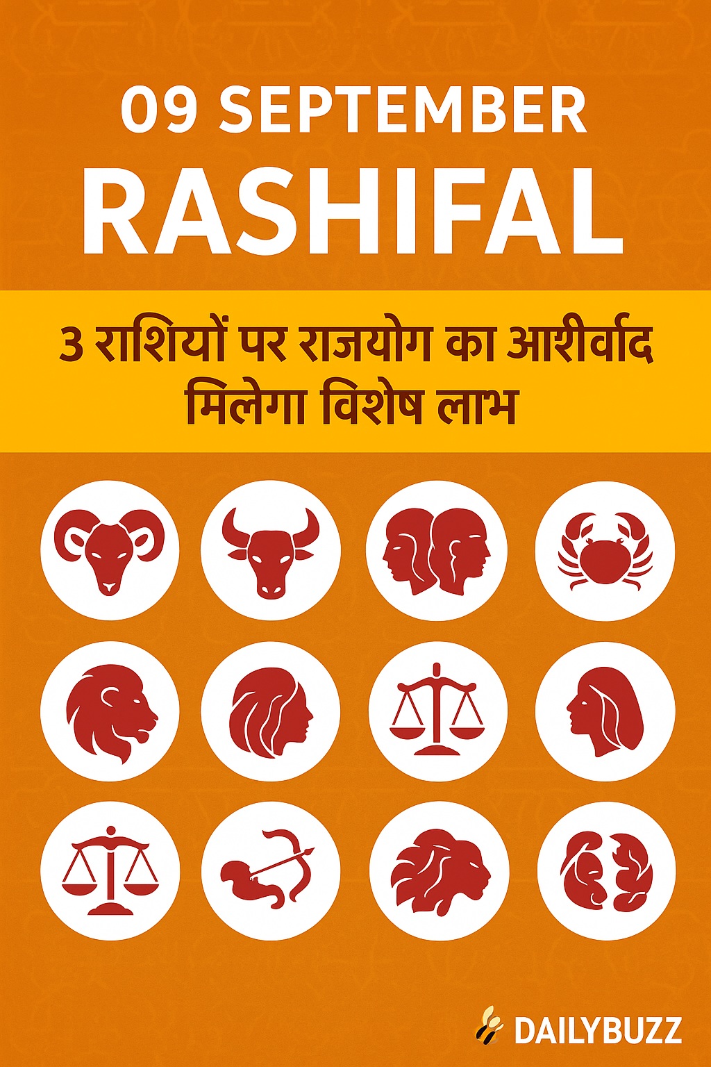 Aaj ka Rashifaal 09 September 2025 with 12 zodiac signs